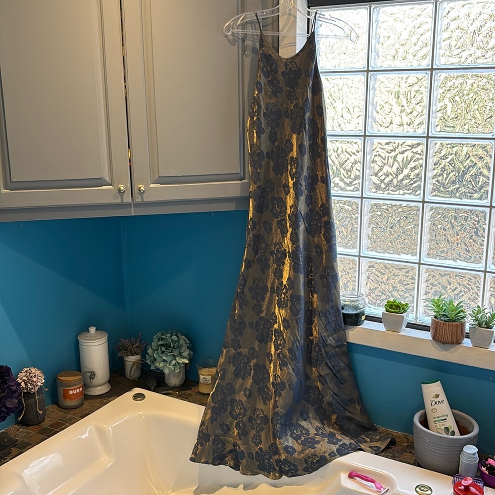 Beautiful gold/blue long dress.